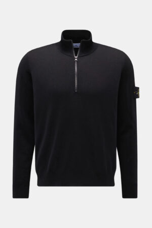 Stone Island - Crni Half-Zip Vuneni Džemper